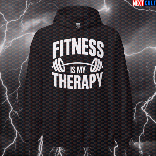 Fitness Is My Therapy Funny Gym Hoodie – Workout Fitness Lifting Bodybuilding Powerlifting Meme Hoodie Bodybuilding Fitness Gym Powerlifting Pump Cover Workout Next Cult Brand