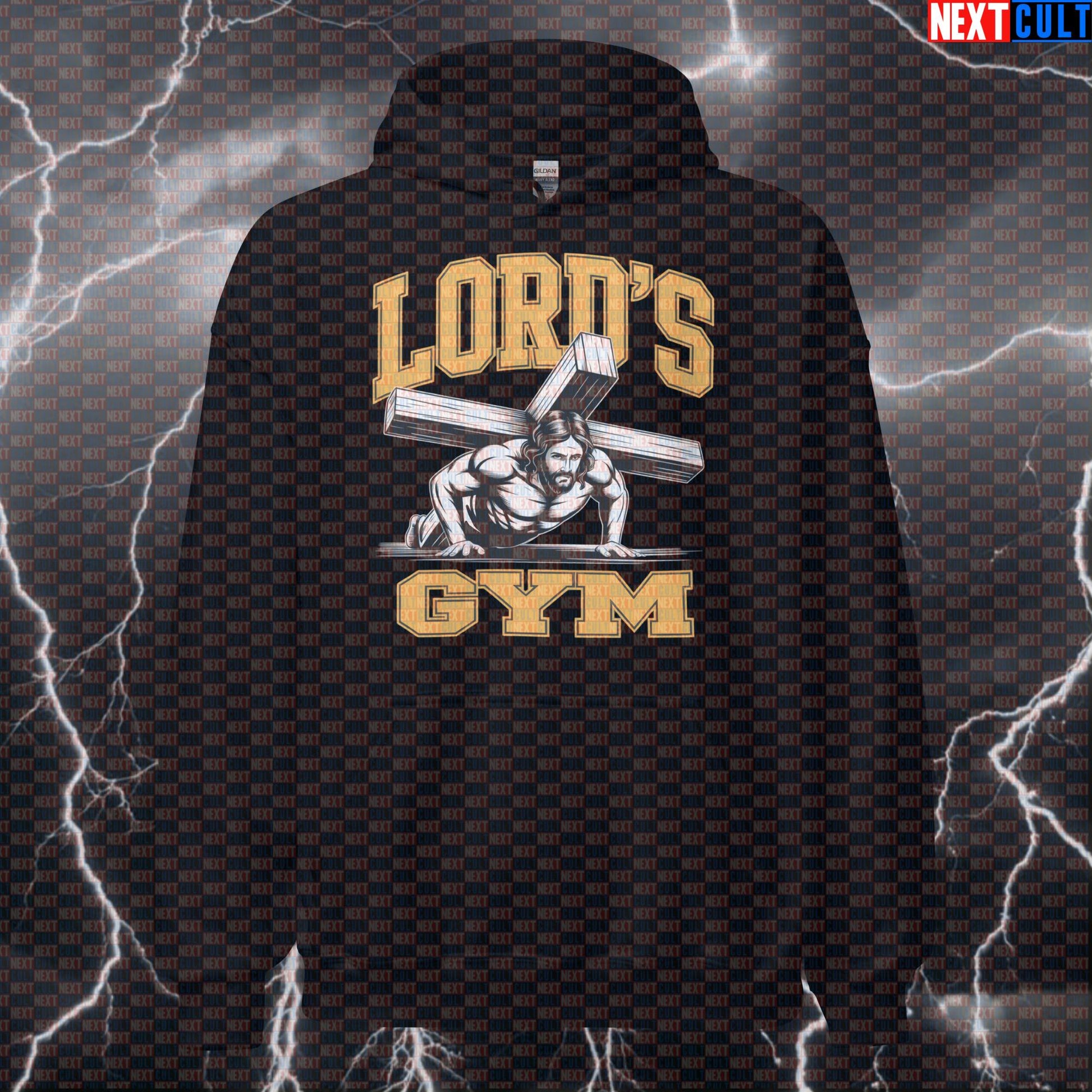 Lord’s Gym Funny Gym Hoodie Hooded Sweatshirt Pullover Pump Cover for Lifters Jesus Faith Workout Gymbros Fitness Bodybuilding Easter Fitness Gym Jesus Pump Cover Workout Next Cult Brand