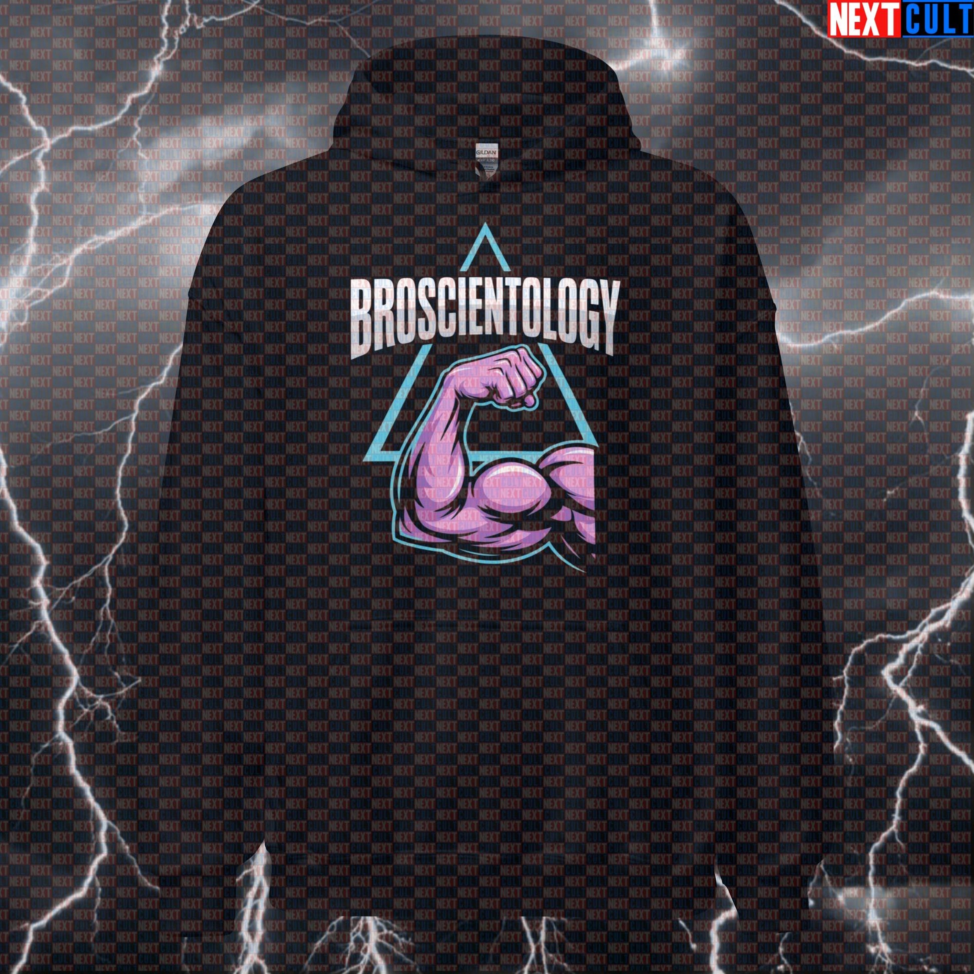 Broscientology Funny Gym Hoodie Hooded Sweatshirt Pullover Pump Cover for Lifters Bro Science Gymbros Top Bodybuilding Fitness Gym Pump Cover Workout Next Cult Brand