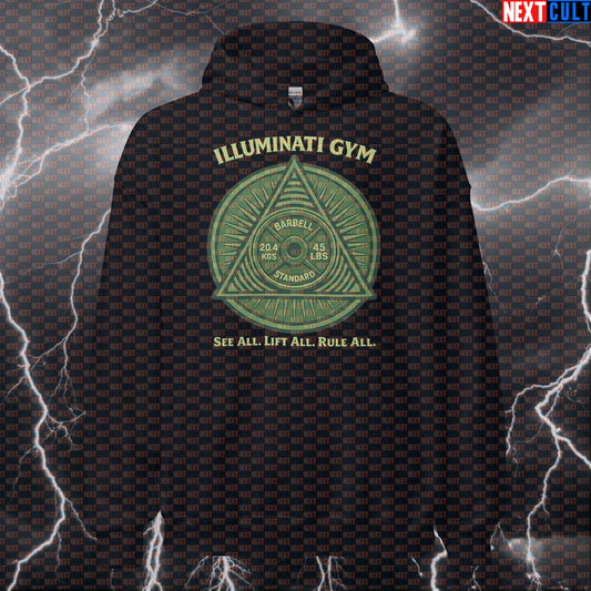 Gym Illuminati See All Lift All Rule All Funny Gym Hoodie Secret Society Meme New Gym Order Gym Hoodie Cult Pullover Hoodies Bodybuilding Fitness Gym Powerlifting Pump Cover Workout Next Cult Brand