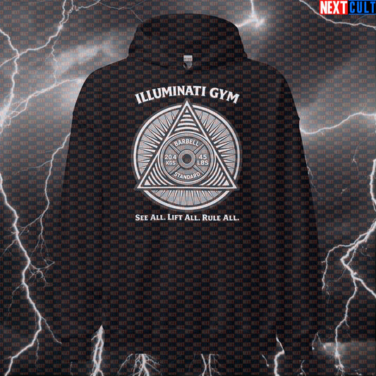 Gym Illuminati See All Lift All Rule All Funny Gym Hoodie Secret Society Meme New Gym Order Gym Hoodie Cult Hoodies Bodybuilding Fitness Gym Powerlifting Pump Cover Workout Next Cult Brand