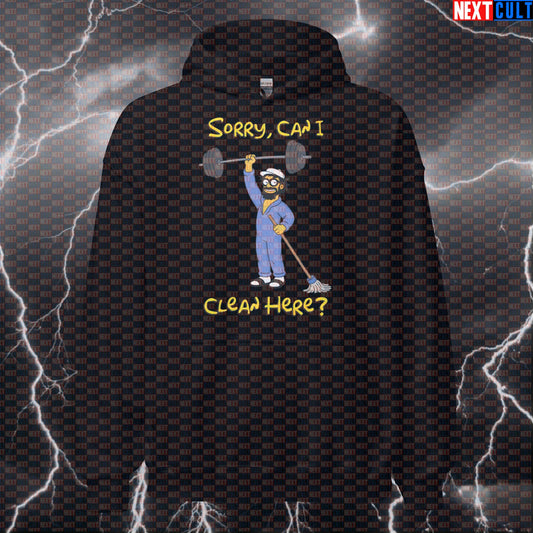 Sorry Can I Clean Here Funny Gym Hoodie Hooded Sweatshirt Pullover Anatoly Meme Pump Cover for Lifters Hoodies Anatoly Bodybuilding Fitness Gym Powerlifting Pump Cover Workout Next Cult Brand