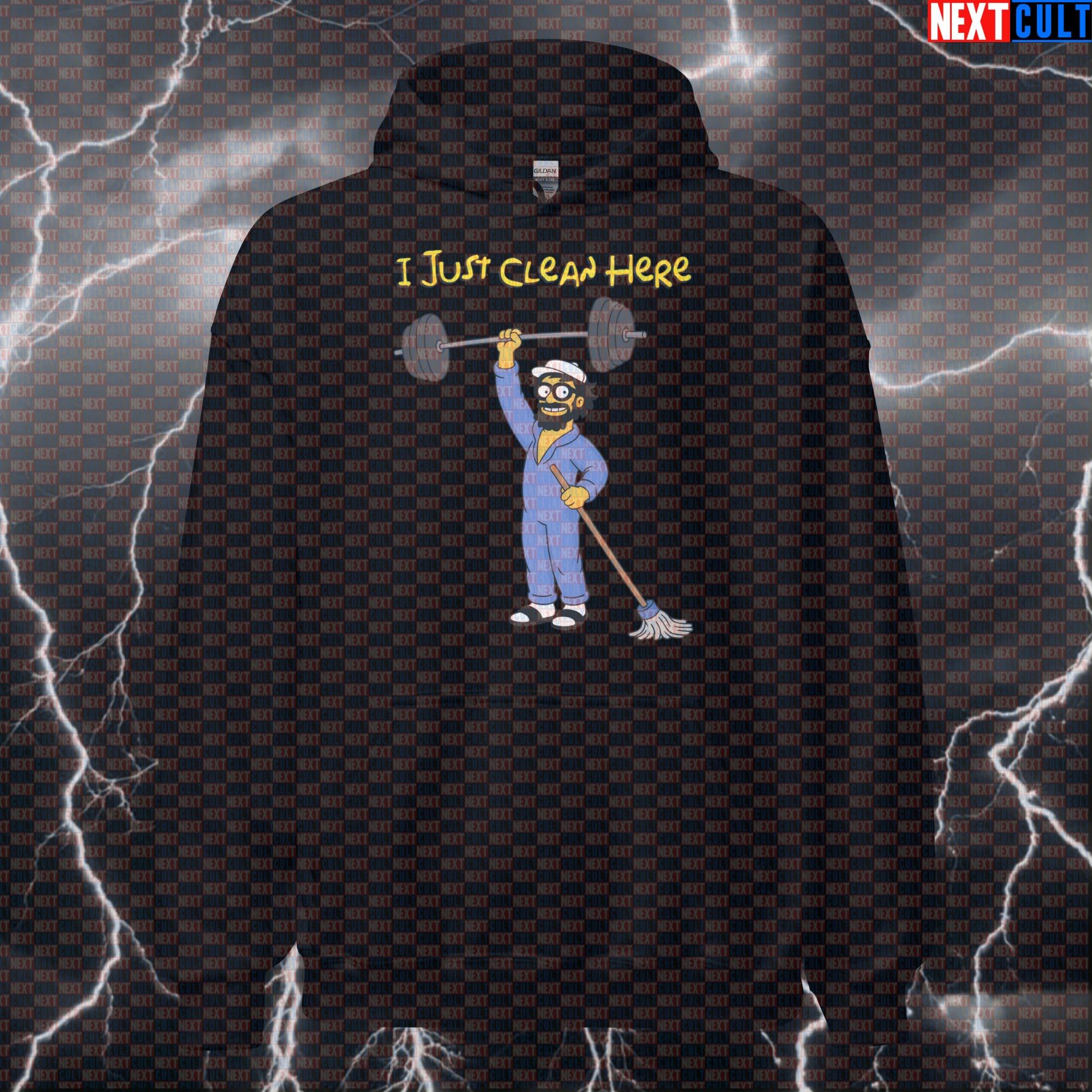 I Just Clean Here Funny Gym Hoodie Hooded Sweatshirt Pump Cover Pullover Anatoly Meme Workout Top Gymbro Gift Hoodies Next Cult Brand