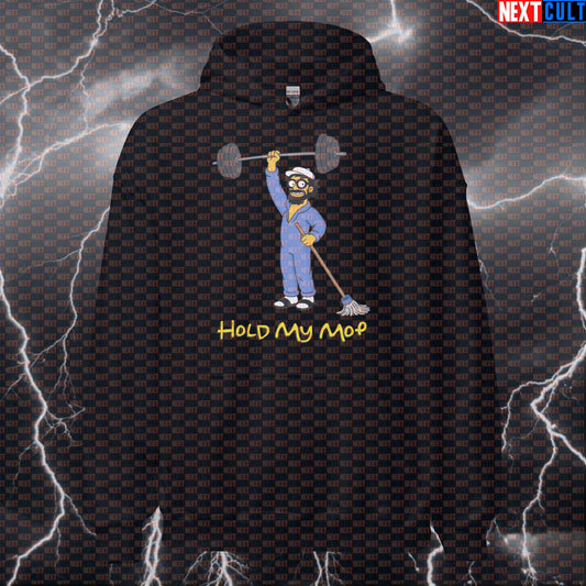 Hold My Mop Funny Gym Hoodie Hooded Sweatshirt Pullover Pump Cover Anatoly Meme Workout Top Anatoly Bodybuilding Fitness Gym Powerlifting Pump Cover Workout Next Cult Brand