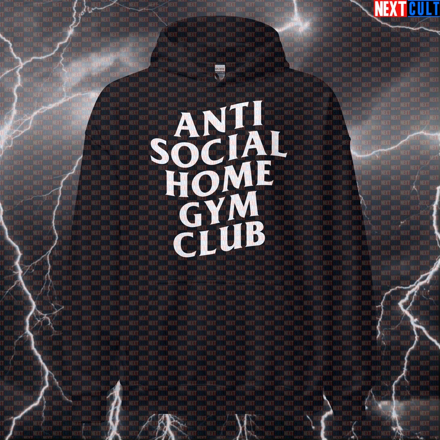 Anti Social Home Gym Club Funny Gym Hoodie Hooded Sweatshirt Pullover Pump Cover for Solo Home Gym Lifters Hoodies Next Cult Brand