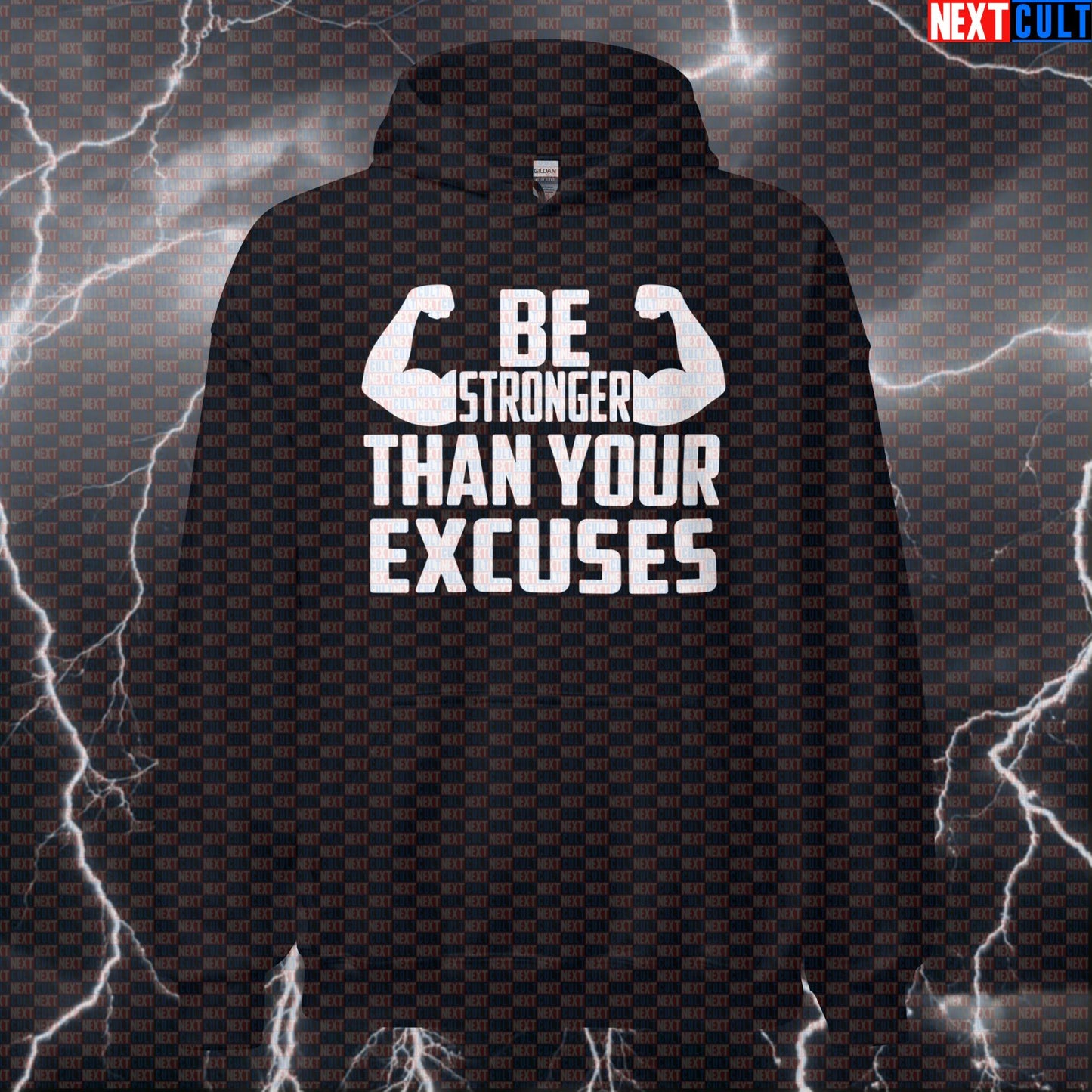 Be Stronger Than Your Excuses Funny Gym Hoodie Motivational Workout Hoodie Pump Cover Pullover for Lifters Hoodies Next Cult Brand
