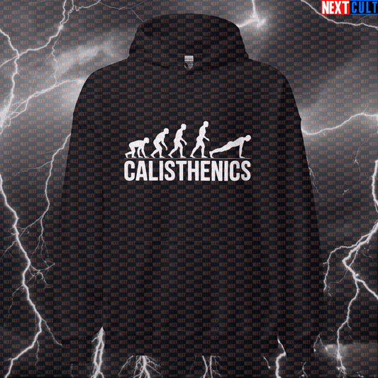 Calisthenics Evolution Funny Gym Hoodie Hooded Sweatshirt Pullover Pump Cover for Bodyweight Workout Fans Hoodies Next Cult Brand