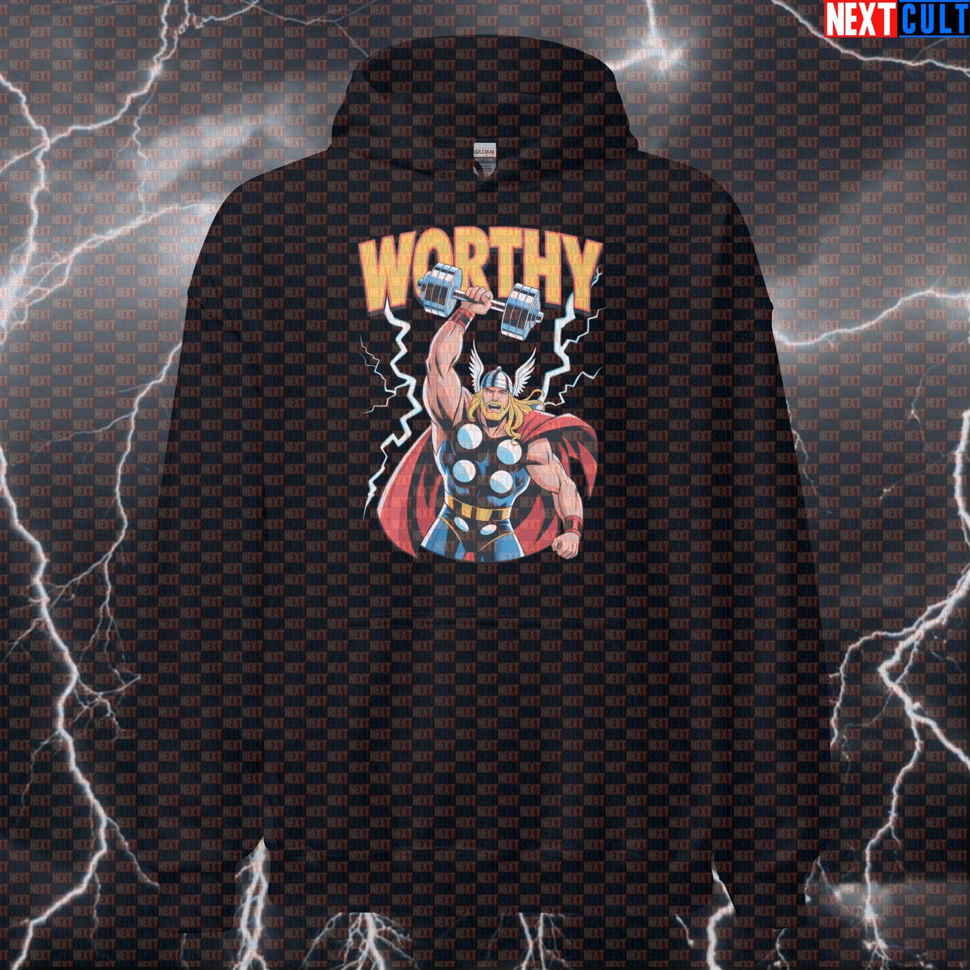 Worthy Gym Hero Thor Funny Gym Hoodie Hooded Sweatshirt Pullover Pump Cover for Lifters Workout Gymbro Comic Fans Hoodies Next Cult Brand