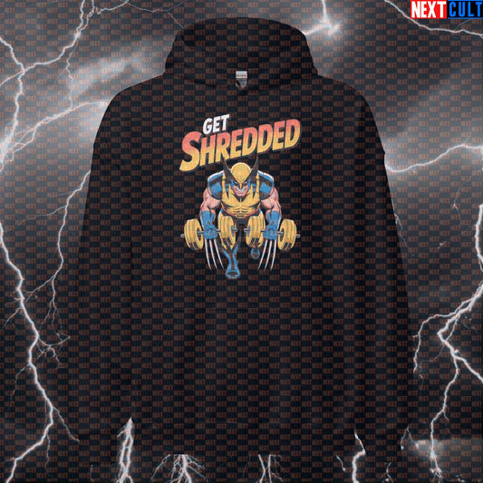 Get Shredded Wolverine Funny Gym Hoodie Hooded Sweatshirt Pullover Pump Cover for Lifters X-Men Workout Fans Hoodies Next Cult Brand