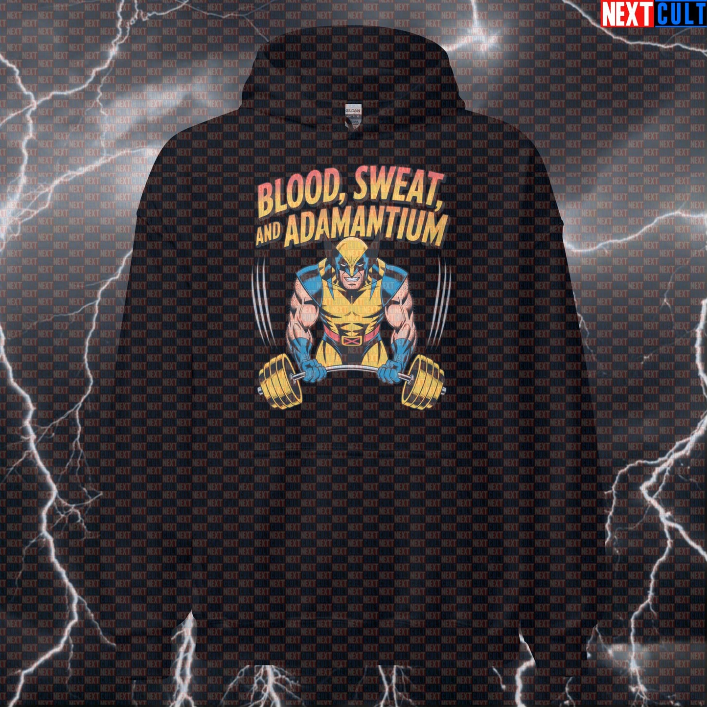 Blood Sweat Adamantium Funny Gym Hoodie Hooded Sweatshirt Pullover Pump Cover for Lifters X-Men Wolverine Fans Hoodies Next Cult Brand