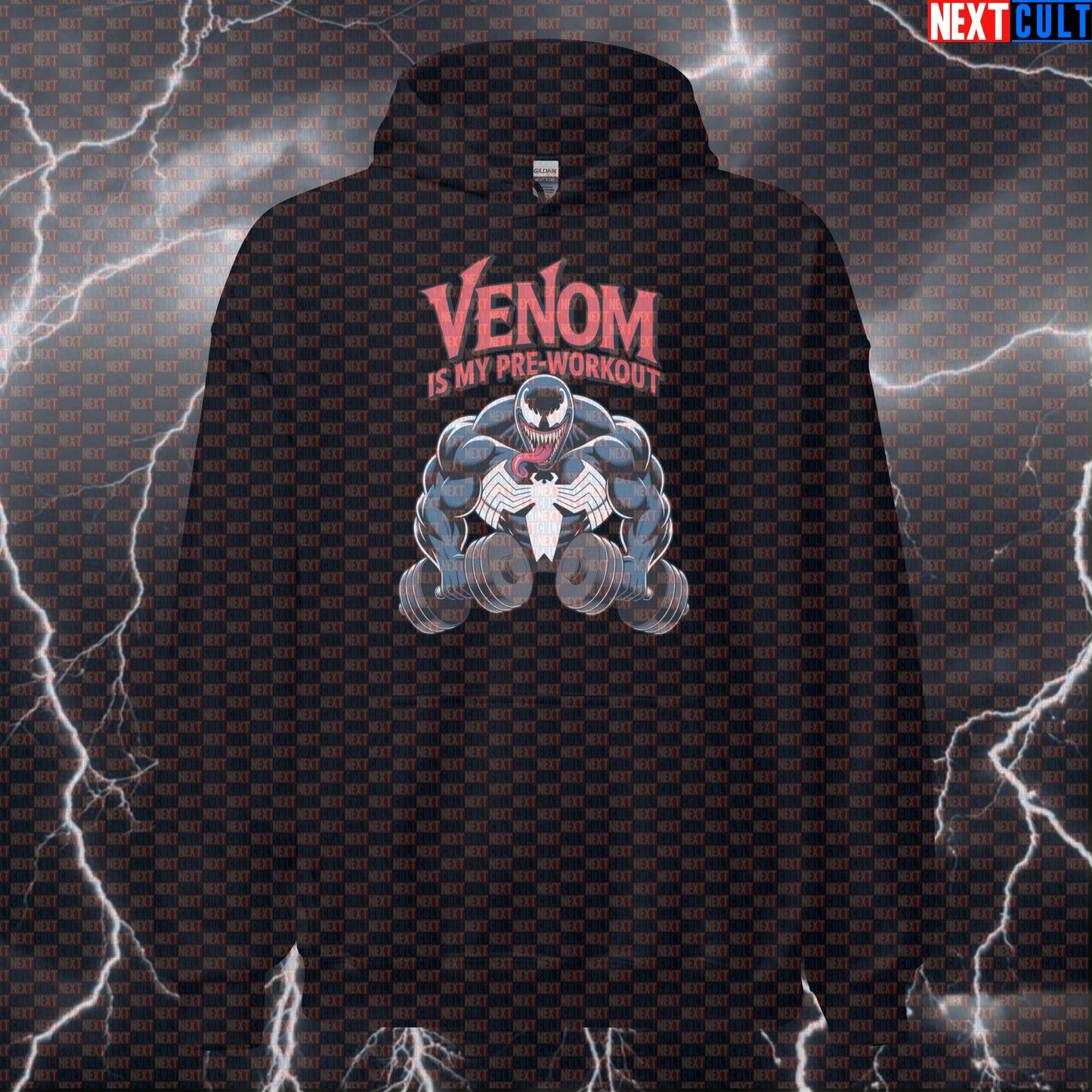 Venom Is My Preworkout Funny Gym Hoodie Pump Cover Hooded Sweatshirt Pullover for Lifters Marvel Venom Workout Fans Hoodies Next Cult Brand