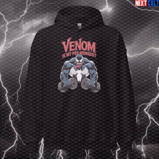 Venom Is My Preworkout Funny Gym Hoodie Pump Cover Hooded Sweatshirt Pullover for Lifters Marvel Venom Workout Fans Hoodies Next Cult Brand