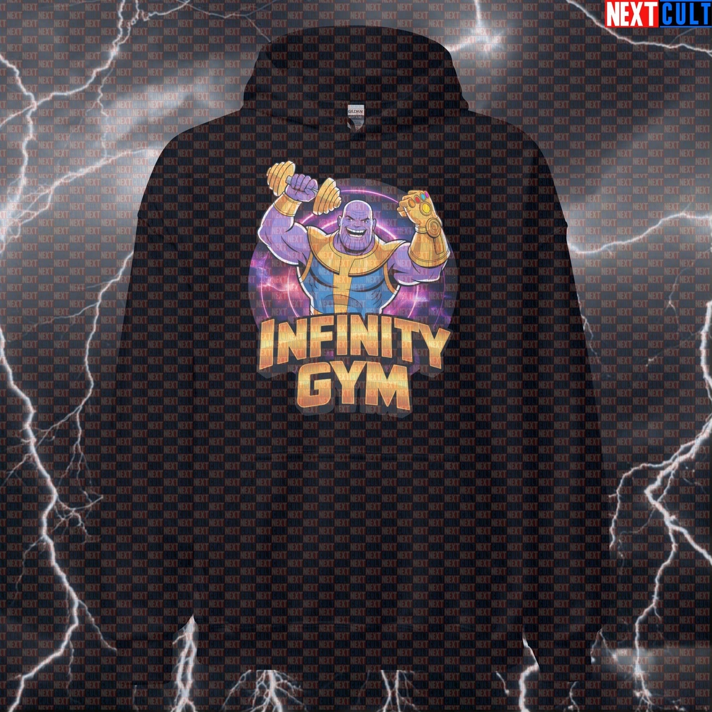 Thanos Infinity Gym Funny Gym Hoodie Hooded Sweatshirt Pullover Pump Cover for Lifters Gymbros Workout Hoodie Bodybuilding Films Fitness Gym Powerlifting Pump Cover Superheroes Thanos Workout Next Cult Brand