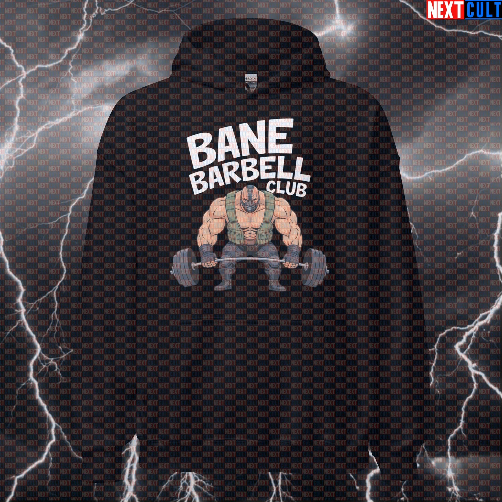 Bane Barbell Club Funny Gym Hoodie Hooded Sweatshirt Pullover Pump Cover for Lifters Gymbros Barbell Fans Bane Bodybuilding Films Fitness Gym Leg Day Powerlifting Pump Cover Superheroes Workout Next Cult Brand