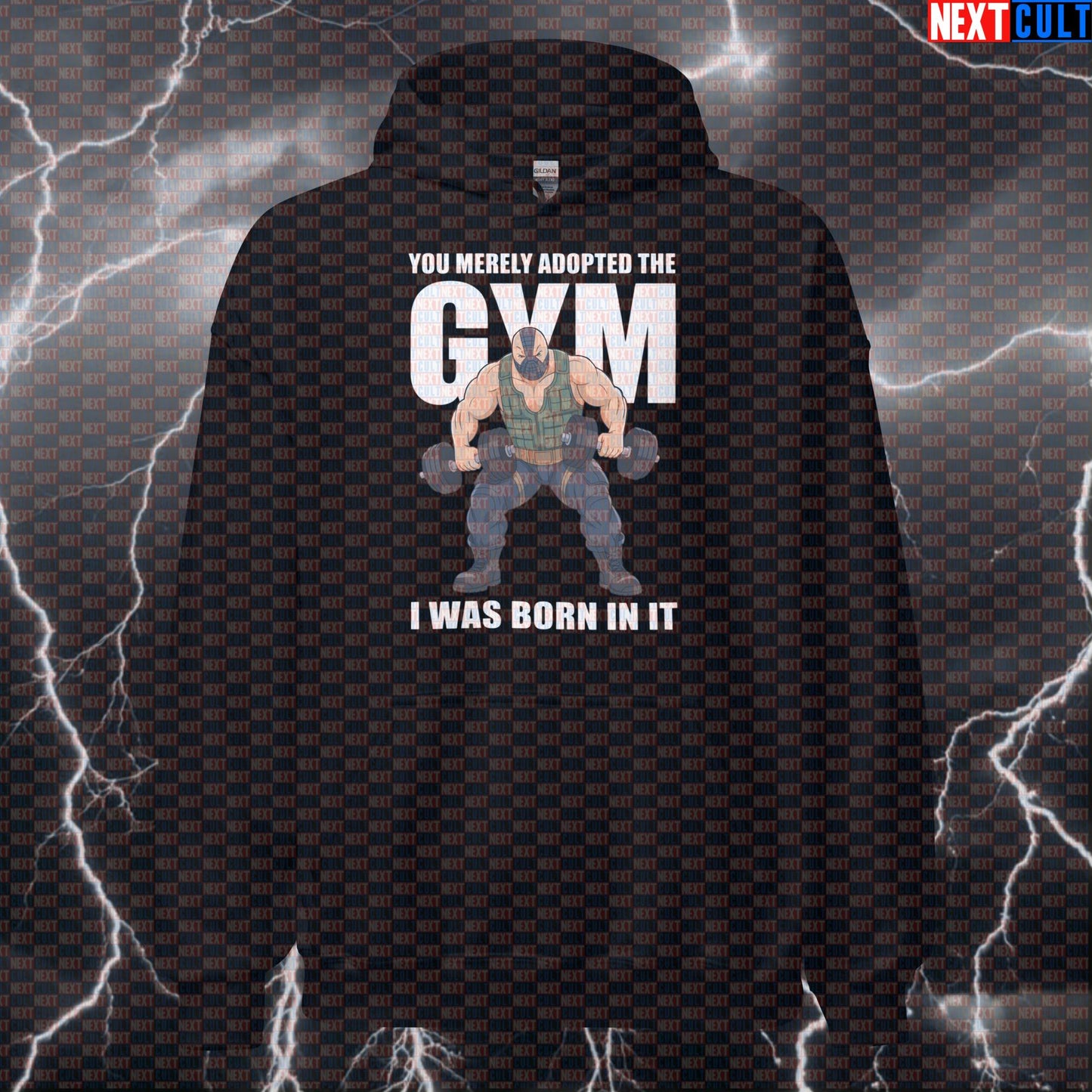 You Merely Adopted the Gym Bane Meme Funny Gym Hoodie Hooded Sweatshirt Pullover Pump Cover for Lifters Bane Bodybuilding Films Fitness Gym Pump Cover Superheroes Workout Next Cult Brand