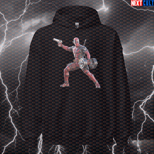 Deadpool Gym Hero Funny Gym Hoodie Hooded Sweatshirt Pullover Pump Cover for Lifters Gymbros Workout Fans Hoodies Next Cult Brand