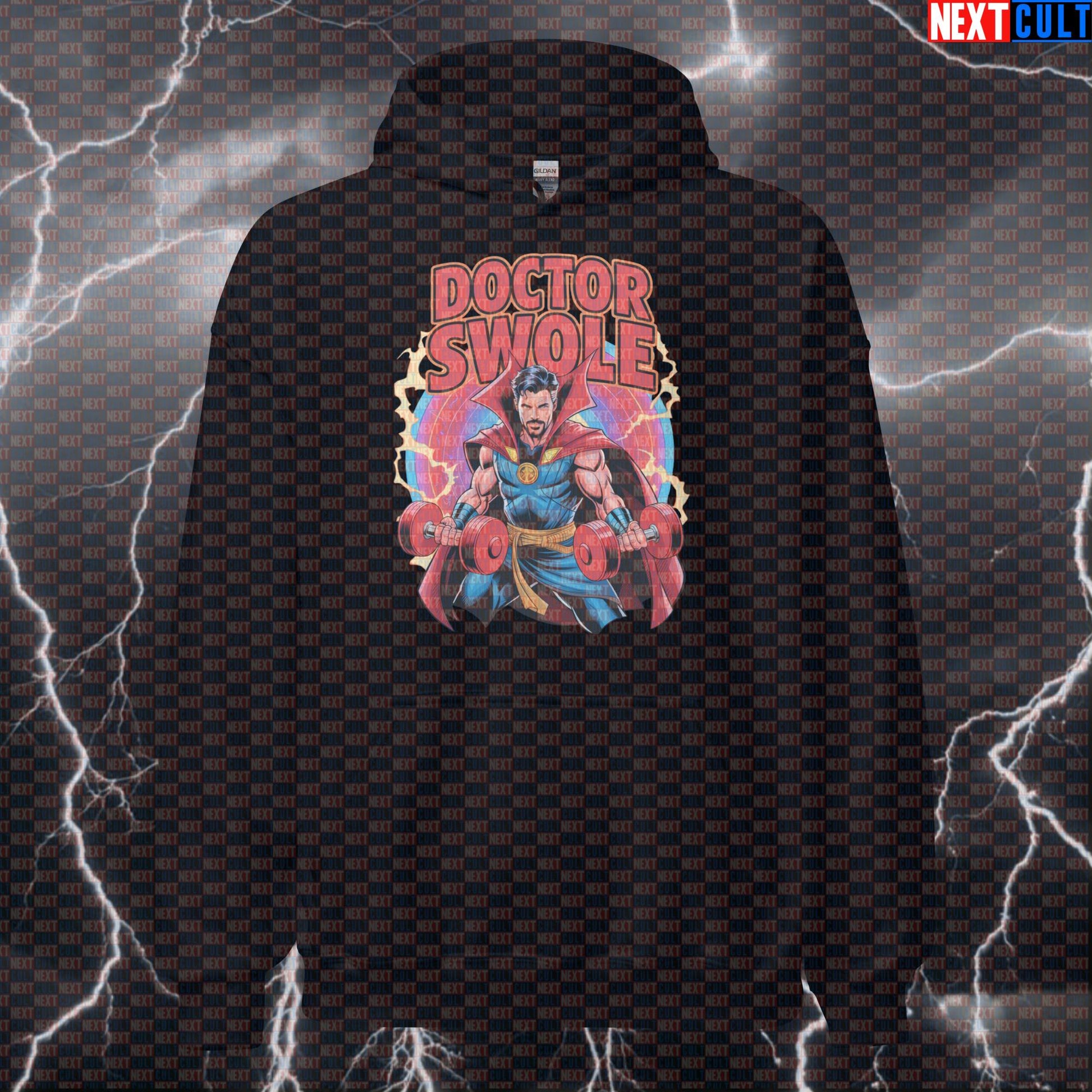 Doctor Swole Funny Gym Hoodie Hooded Sweatshirt Pullover Pump Cover for Lifters Superhero Workout Fans Hoodies Next Cult Brand
