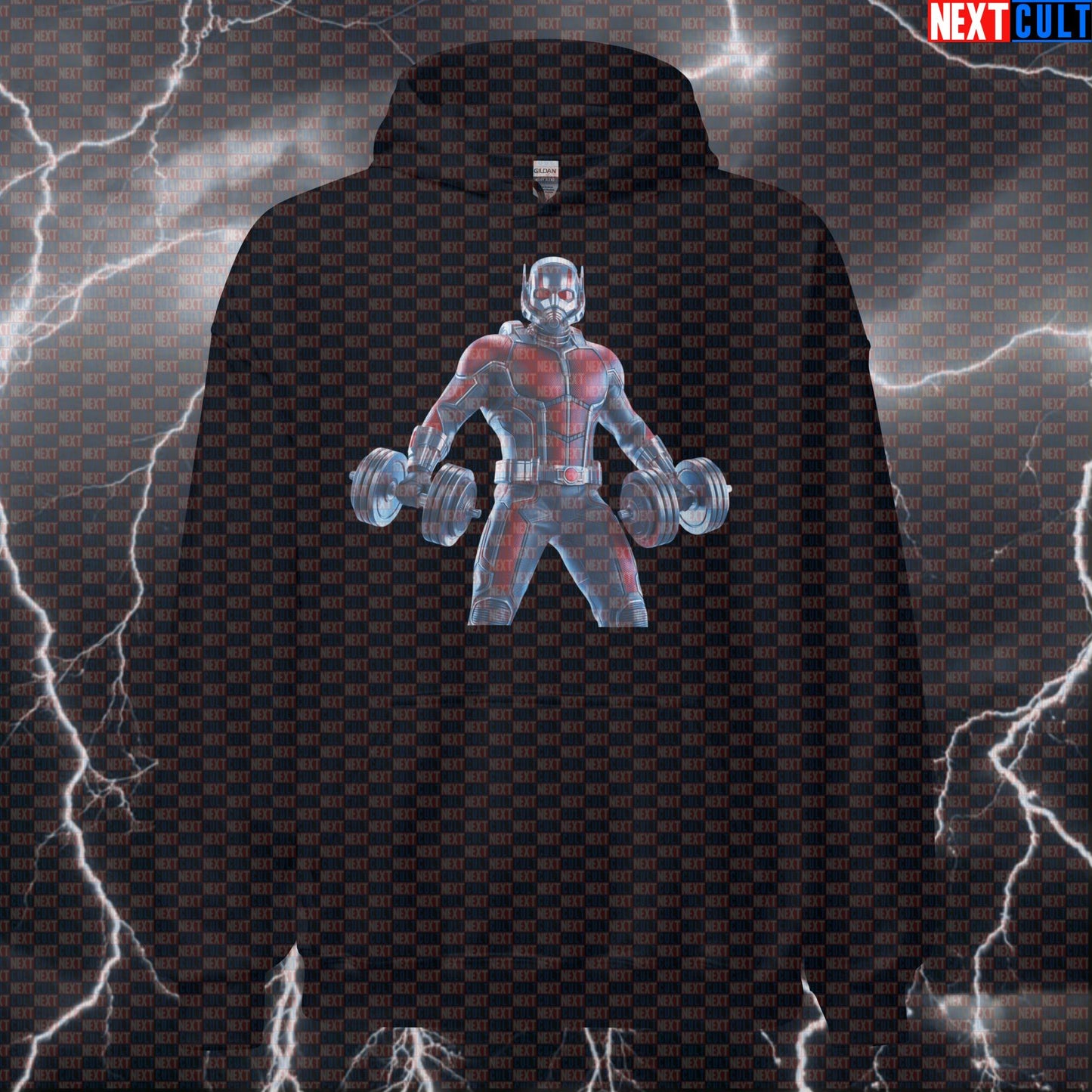 Funny Ant Man Gym Hoodie Hooded Sweatshirt Pullover Pump Cover for Lifters Gymbros Superhero Fans Hoodies Next Cult Brand
