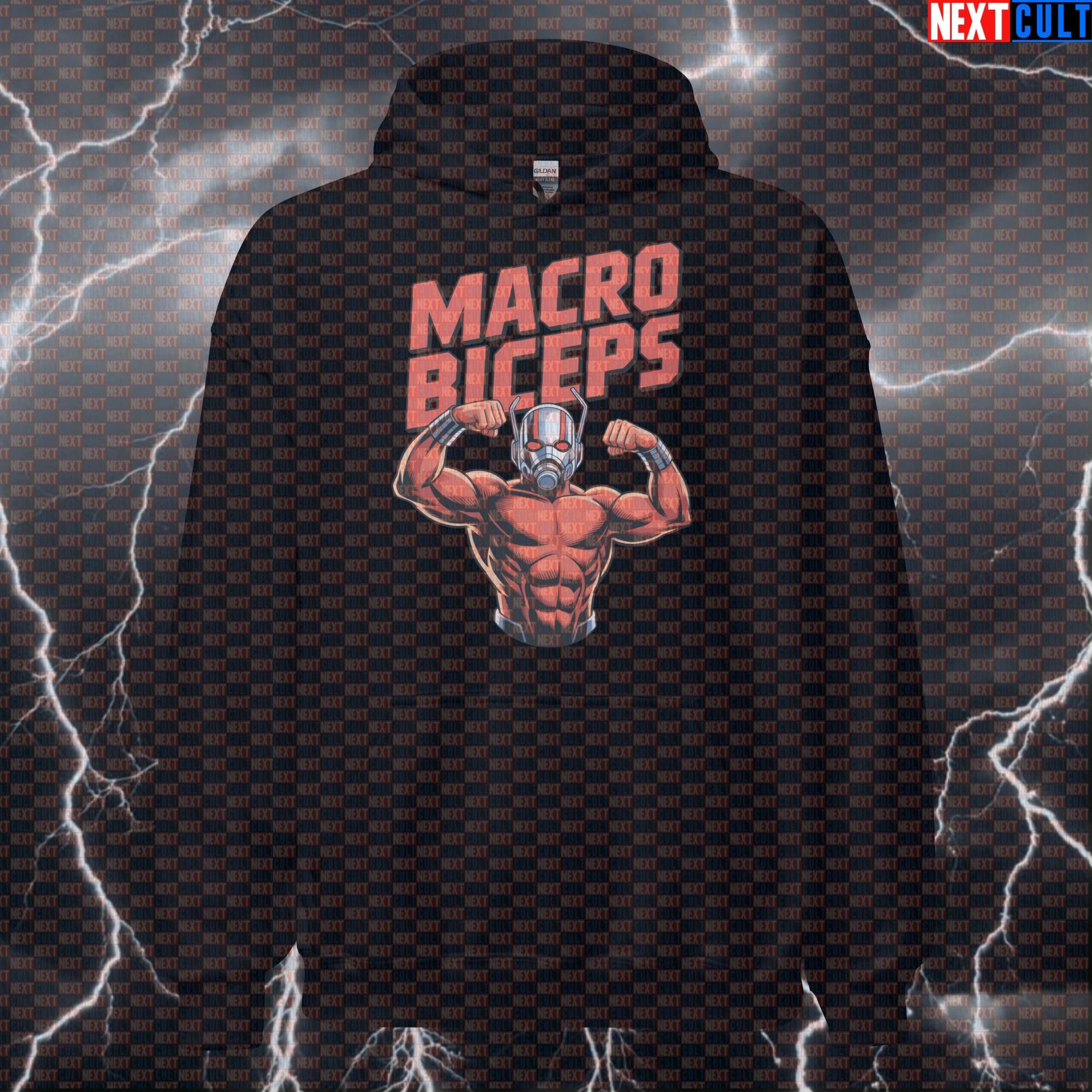 Macro Biceps Ant Man Funny Gym Hoodie Hooded Sweatshirt Pullover Pump Cover for Lifters Gymbros Hoodies Next Cult Brand