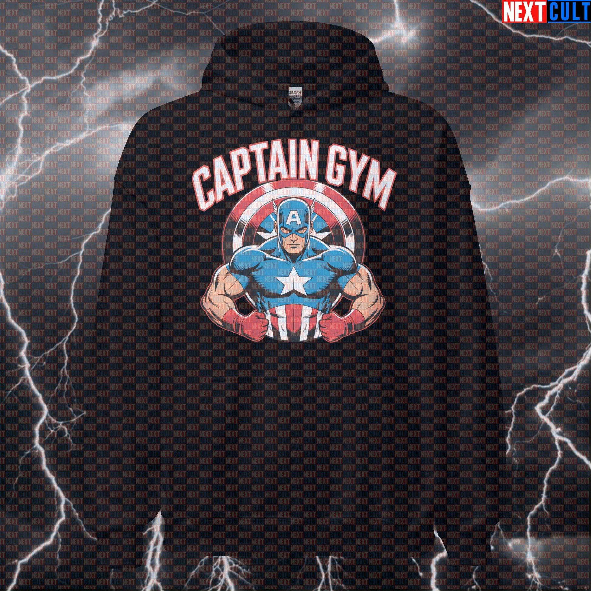 Captain Gym Funny Gym Hoodie Hooded Sweatshirt Pullover Pump Cover for Lifters Superhero Workout Fans Hoodies Next Cult Brand