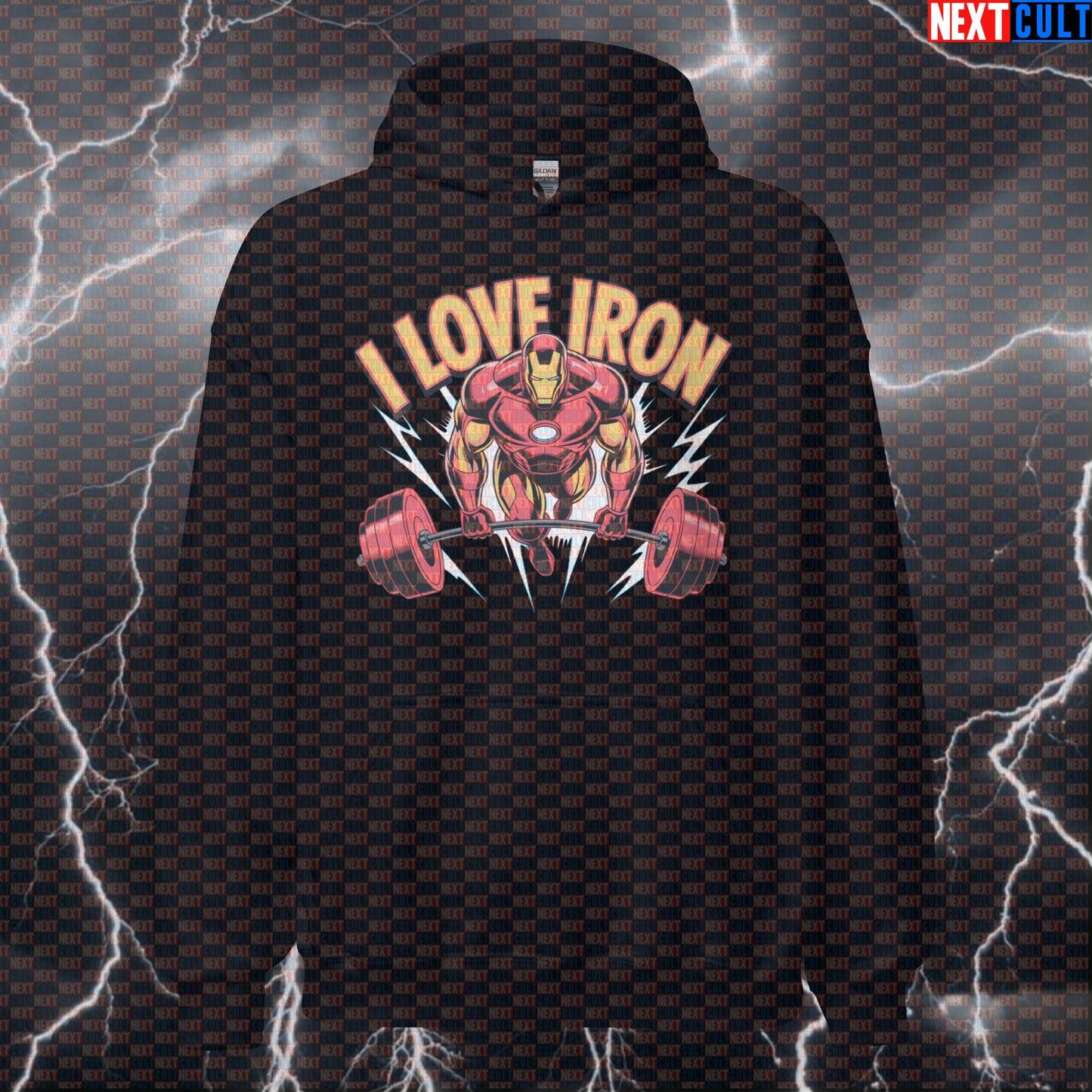 I Love Iron Funny Gym Hoodie Hooded Sweatshirt Pullover Pump Cover for Lifters Iron Man Fitness Fans Hoodies Next Cult Brand