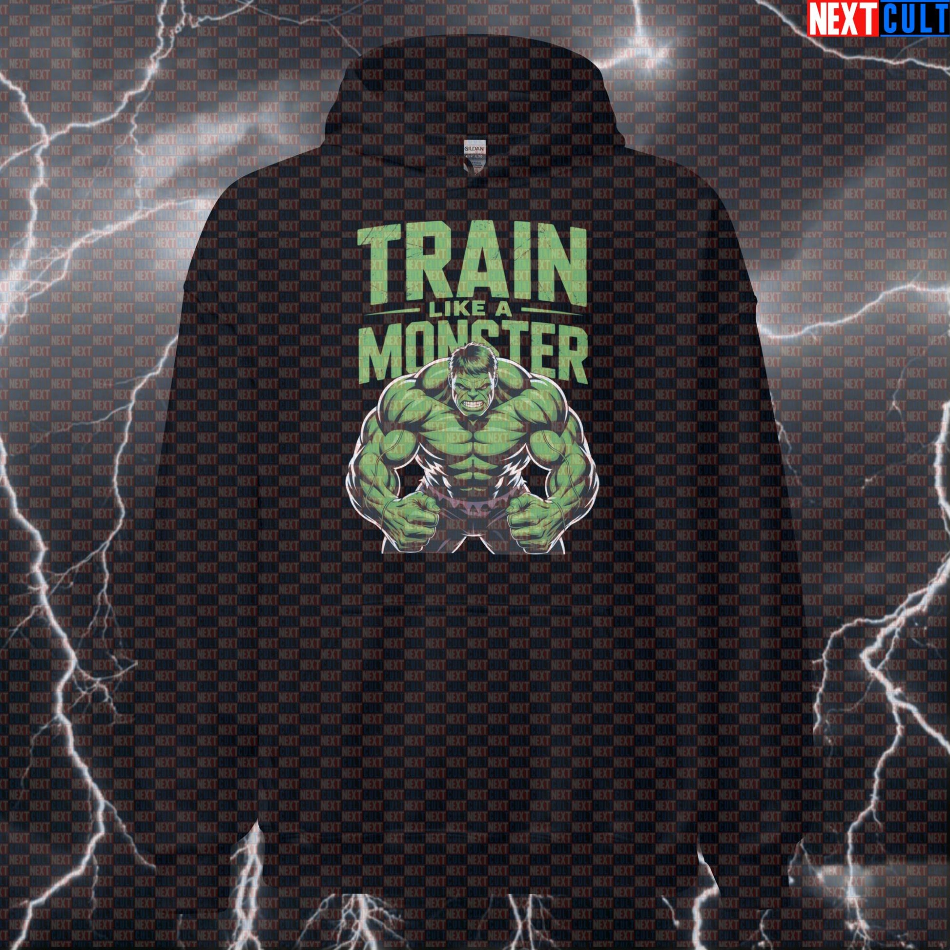 Train Like a Monster Funny Gym Hoodie Hooded Sweatshirt Pullover Pump Cover for Lifters Hulk Gymbros Hoodies Next Cult Brand