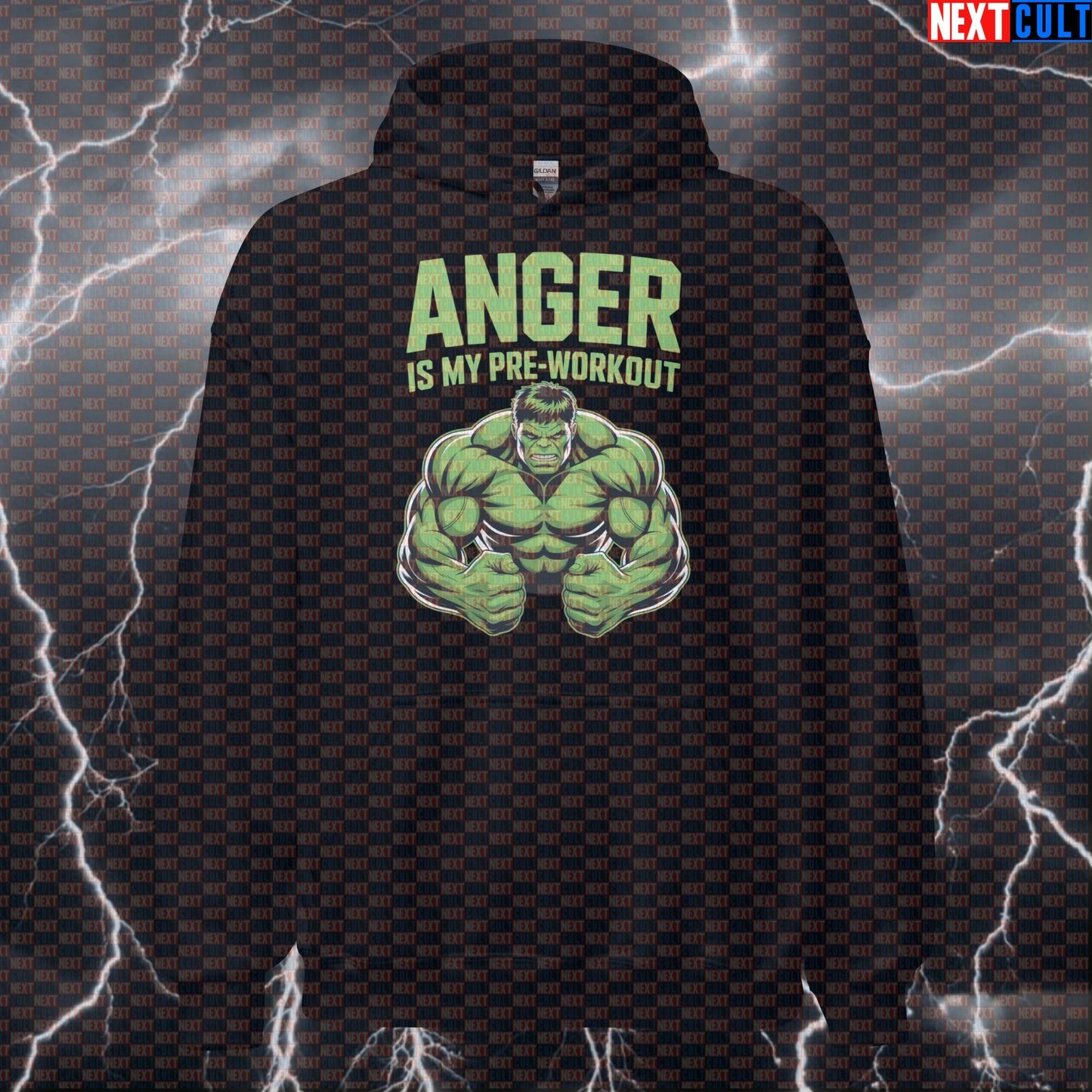Anger Is My Preworkout Funny Gym Hoodie Hooded Sweatshirt Pullover Pump Cover for Lifters Hulk Workout Fans Hoodies Next Cult Brand