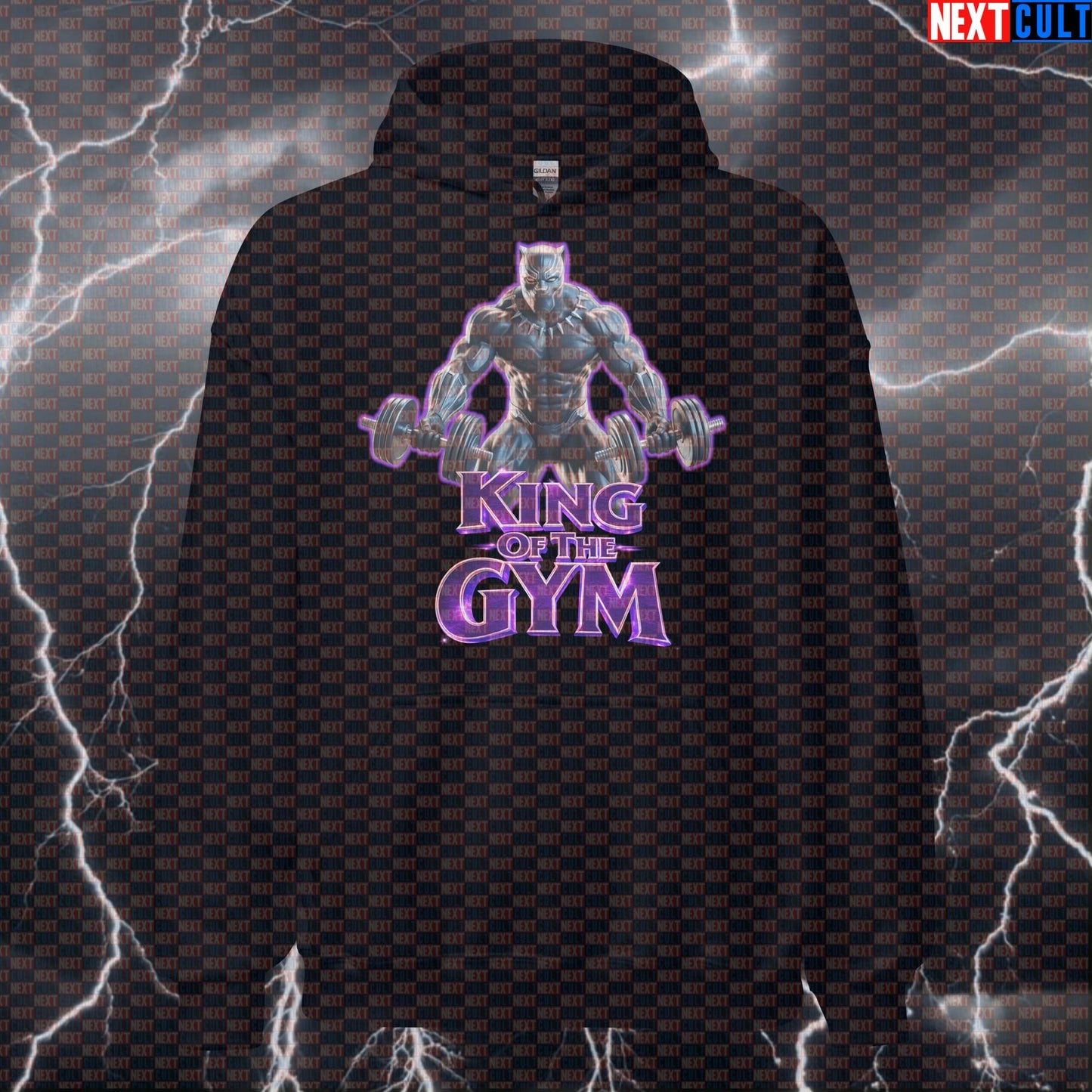 King of the Gym Black Panther Funny Gym Hoodie Workout Hoodie Bodybuilding Powerlifting Fitness Meme Hoodies Next Cult Brand