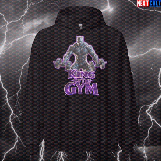 King of the Gym Black Panther Funny Gym Hoodie Workout Hoodie Bodybuilding Powerlifting Fitness Meme Hoodies Avengers Black Panther Bodybuilding Films Fitness Gym Pump Cover Superheroes Workout Next Cult Brand