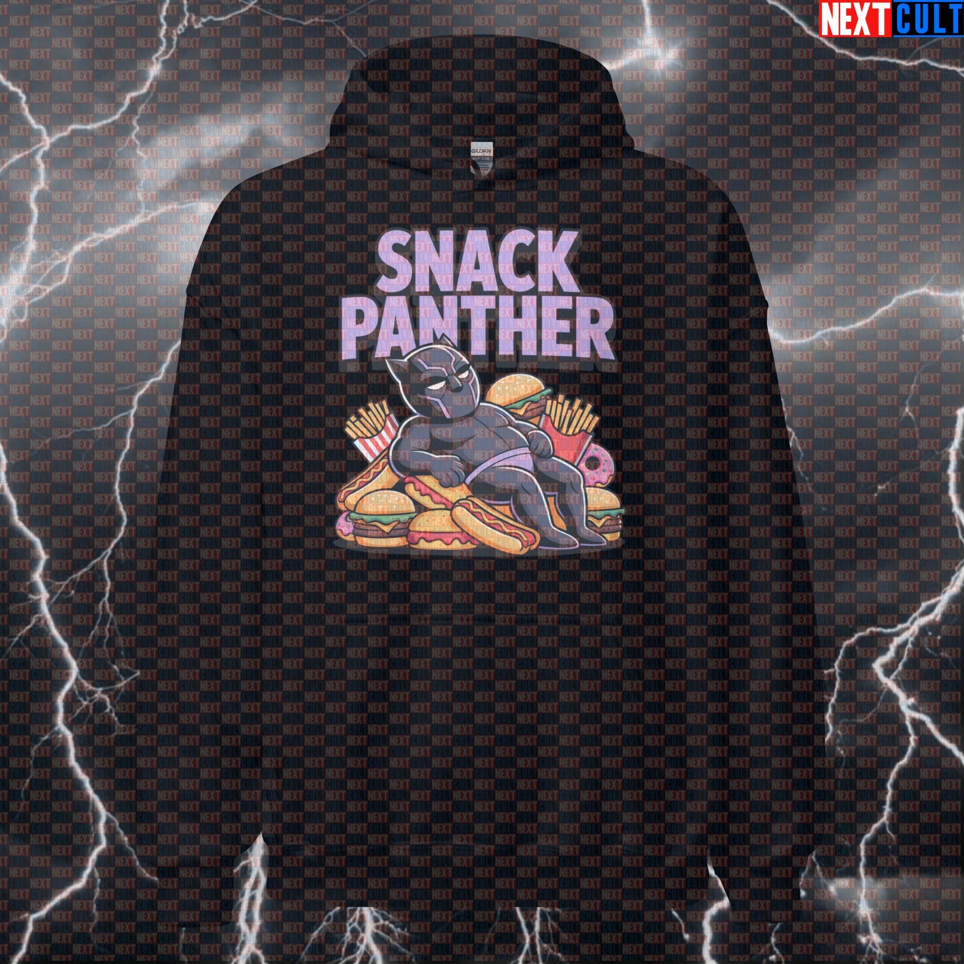 Snack Panther Funny Gym Hoodie Bulking Superhero Pump Cover Hooded Sweatshirt Workout Pullover Top Avengers Black Panther Bulking Fast Food Films Fitness Gym Pump Cover Superheroes Workout Next Cult Brand