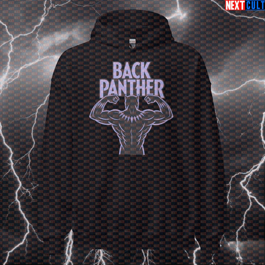 Black Panther Big Back Gym Hoodie Funny Workout Hoodie Pump Cover Pullover Hooded Sweatshirt Gym Top Avengers Black Panther Bodybuilding Films Fitness Gym Pump Cover Superheroes Workout Next Cult Brand