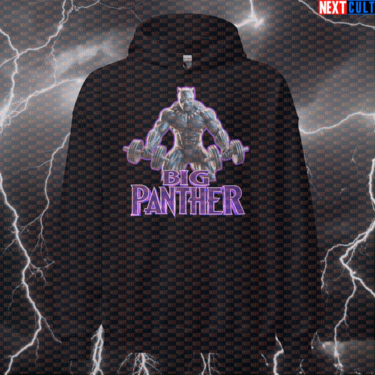 Big Panther Black Panther Funny Gym Hoodie Workout Hoodie Bodybuilding Powerlifting Fitness Meme Hoodies Avengers Black Panther Bodybuilding Films Fitness Gym Pump Cover Superheroes Workout Next Cult Brand