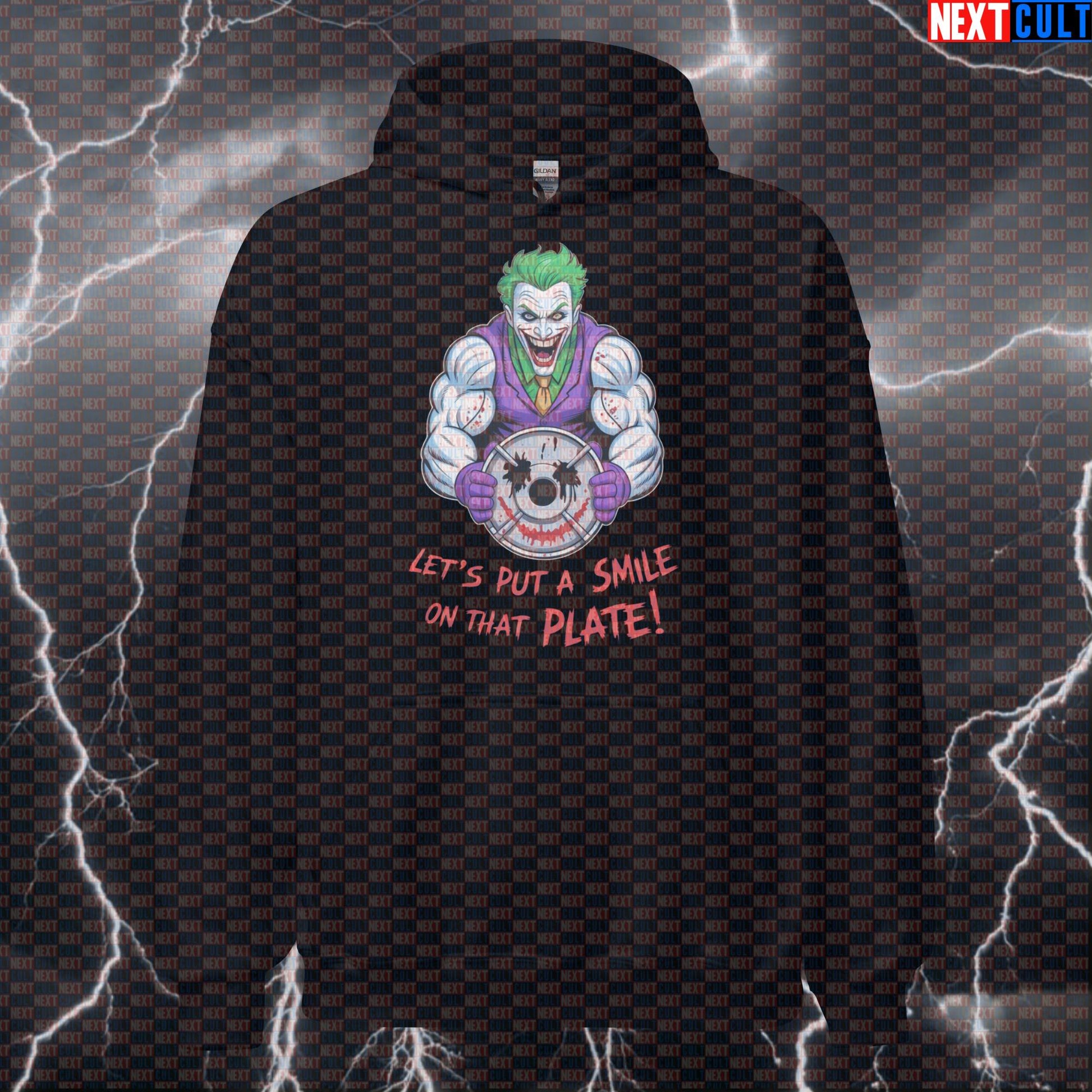 Let’s Put a Smile on That Plate Funny Gym Hoodie Joker Pump Cover Hooded Sweatshirt Workout Hoodie Hoodies Next Cult Brand