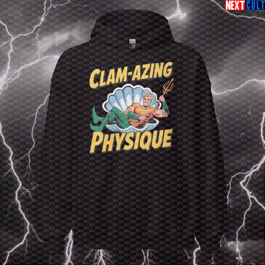 Clam-Azing Physique Funny Gym Hoodie Aquaman Pump Cover Hooded Sweatshirt Workout Pullover for Lifters Hoodies Next Cult Brand
