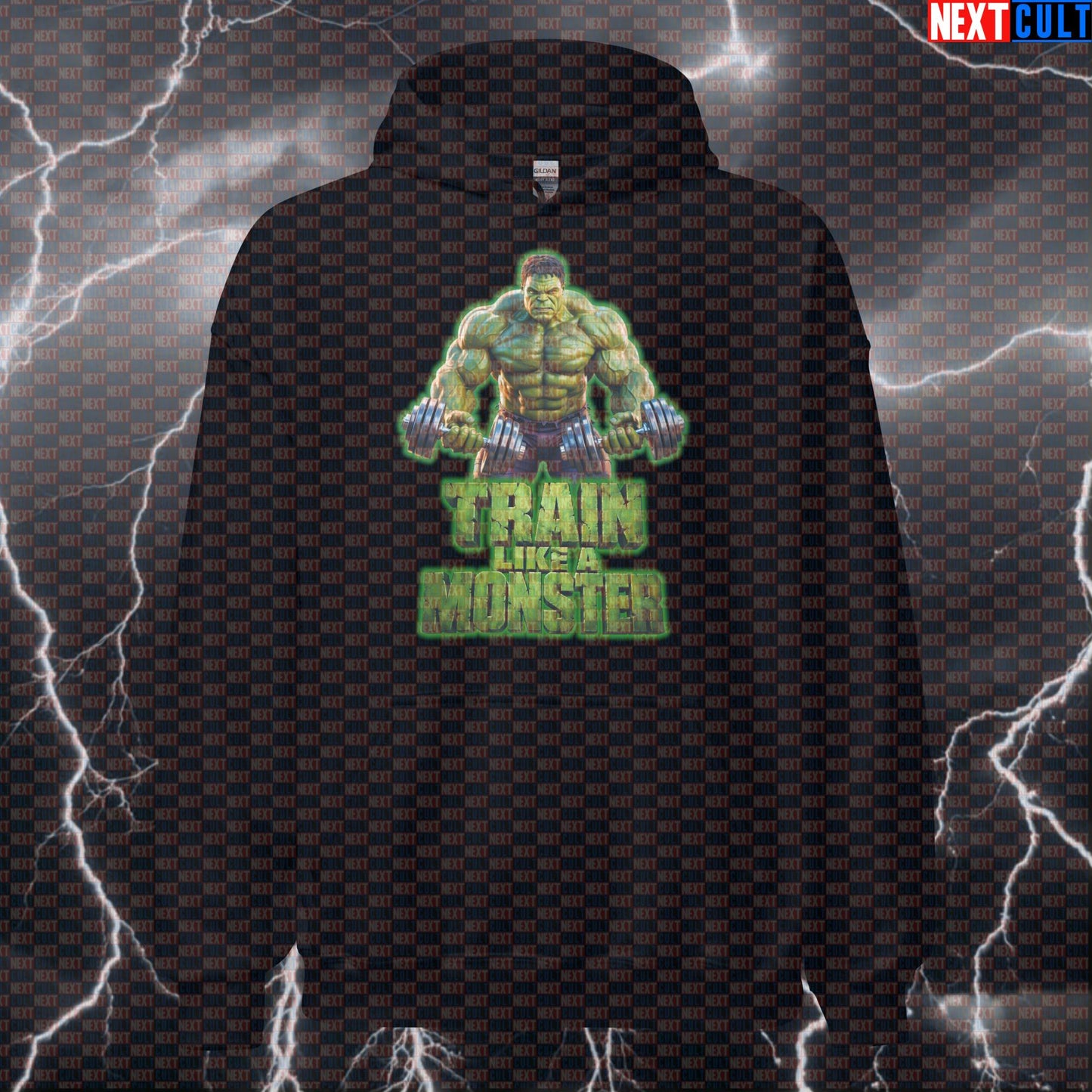 Train Like a Monster Hulk Funny Gym Hoodie Workout Hoodie Fitness Bodybuilding Strength Motivation Hoodies Next Cult Brand