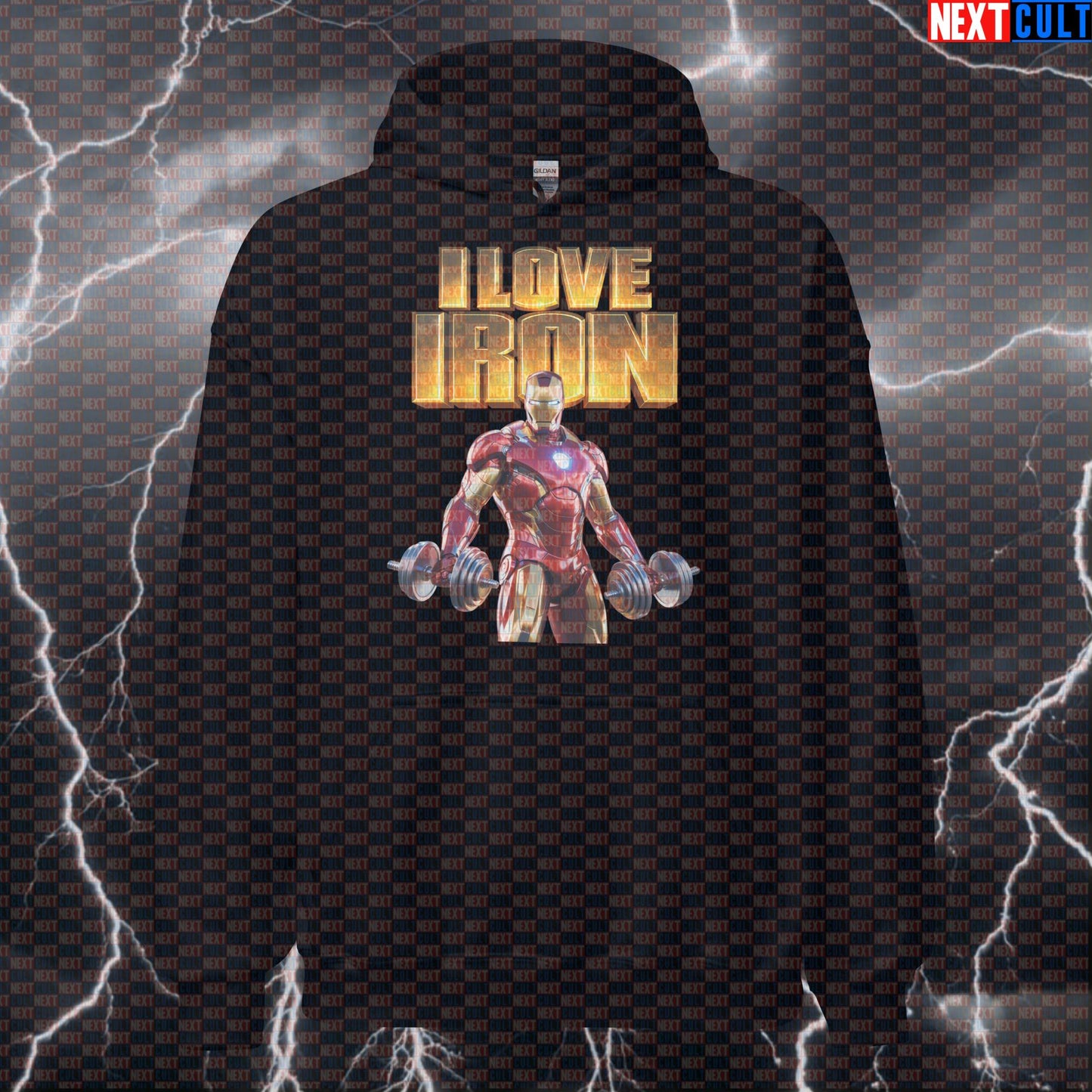 I Love Iron Funny Gym Hoodie Iron Man Workout Hoodie Fitness Bodybuilding Strength Humor Hoodies Next Cult Brand