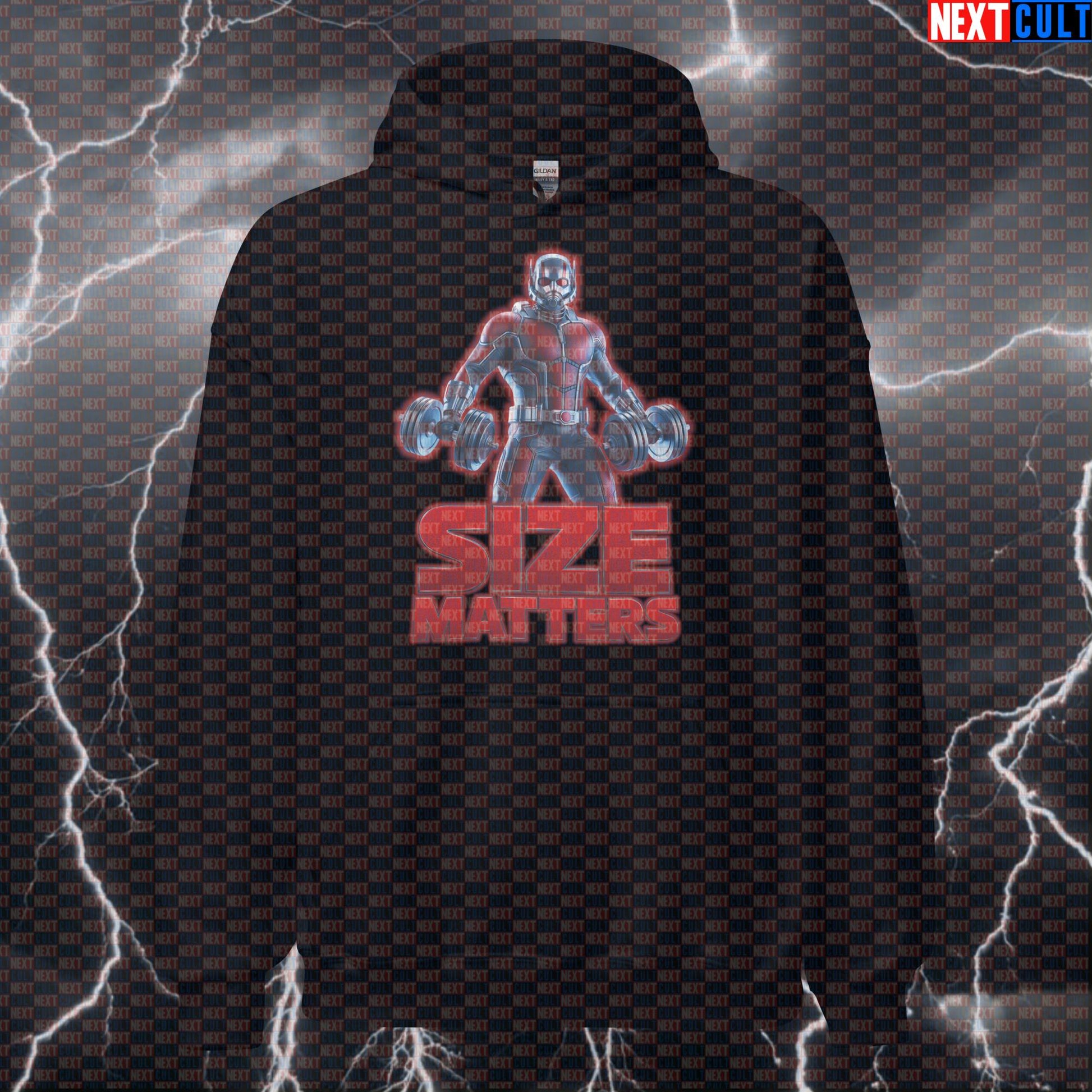 Size Matters Funny Gym Hoodie Ant-Man Workout Hoodie Fitness Bodybuilding Strength Humor Hoodies Next Cult Brand