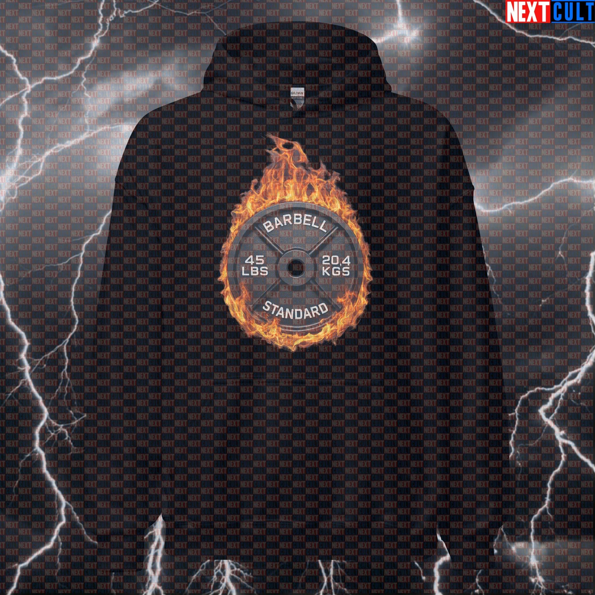 Flaming 45LB Weight Plate Funny Gym Hoodie Fire Barbell Lifting Workout Hoodie Fitness Style Hoodies Next Cult Brand