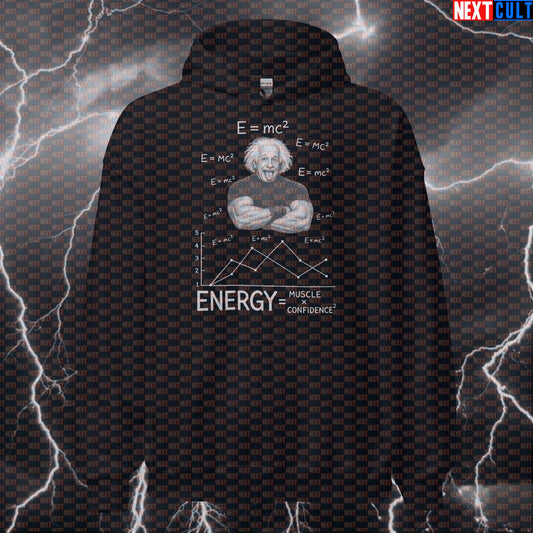 E = mc² Energy Muscle Confidence Funny Gym Hoodie Albert Einstein Science Based Lifting Workout Hoodies Next Cult Brand