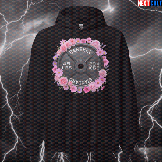 Flowers & Weights 45LB Plate Funny Gym Hoodie Floral Fitness Barbell Workout Hoodie Aesthetic Hoodies Next Cult Brand