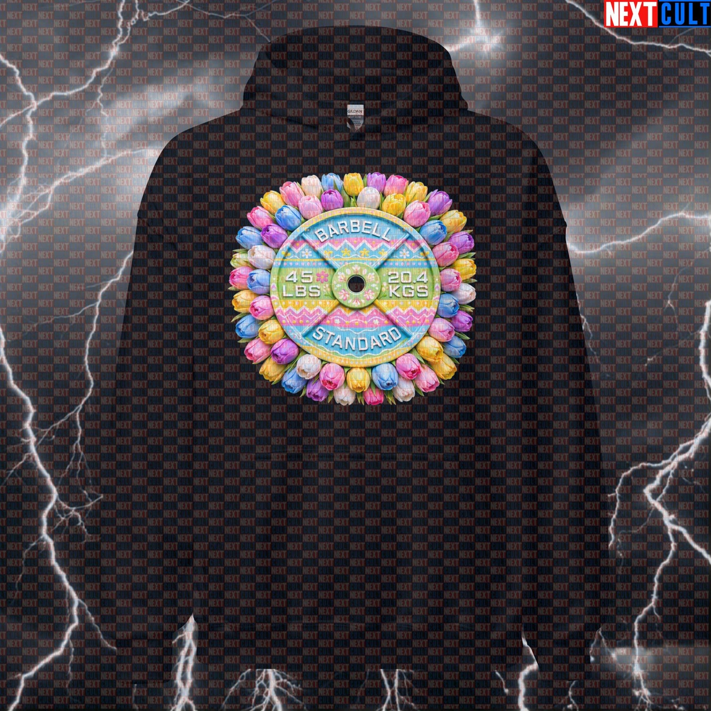 Easter & Weights 45LB Plate Funny Gym Hoodie Easter Egg Fitness Barbell Workout Hoodie Spring Hoodies Next Cult Brand