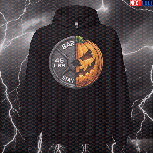 Halloween & Weights 45LB Pumpkin Weight Plate Funny Gym Hoodie Spooky Barbell Workout Hoodie Hoodies Next Cult Brand