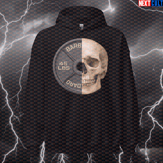 Skull & Weights 45LB Plate Funny Gym Hoodie Skull Weight Plate Dark Workout Hoodie Fitness Top Hoodies Next Cult Brand
