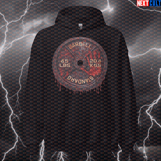 Blood Sweat and Tears Weight Plate Funny Gym Hoodie 45LB Plate Blood & Weights Workout Hoodie Hardcore Hoodies Next Cult Brand