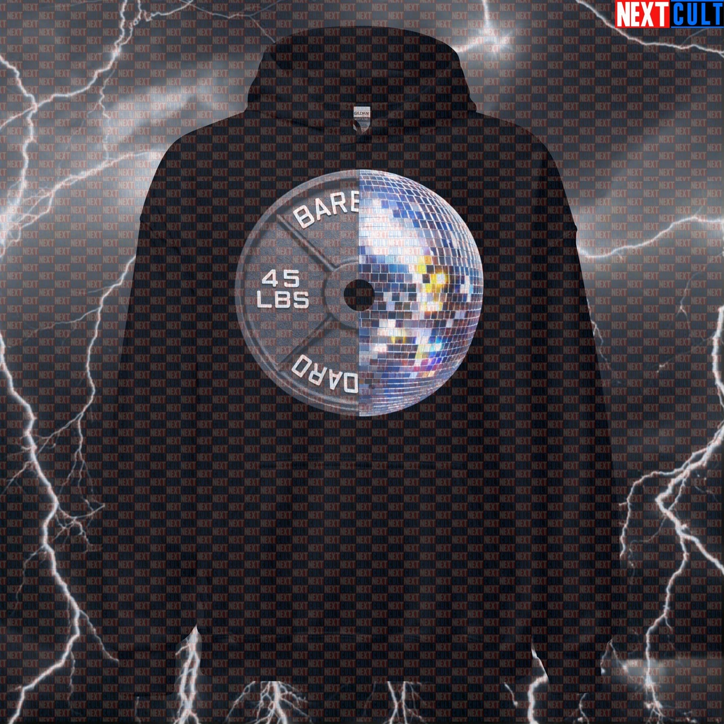 Disco Weight Plate Funny Gym Hoodie 45LB Plate Disco & Weights Party Workout Hoodie Fitness Hoodies Next Cult Brand