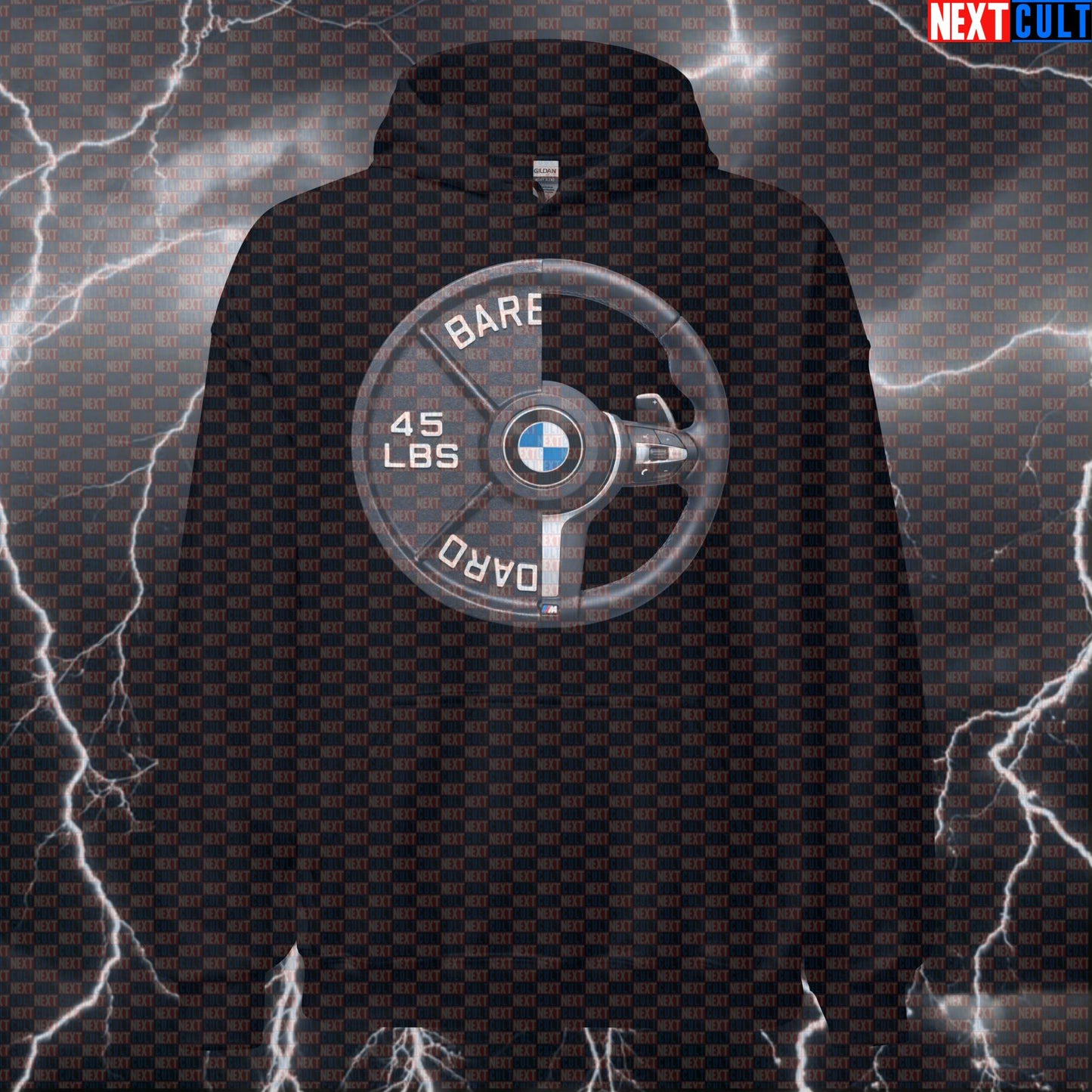 Steering Wheel Weight Plate Funny Gym Hoodie 45LB Plate Cars & Weights Workout Hoodie Fitness Hoodies Next Cult Brand