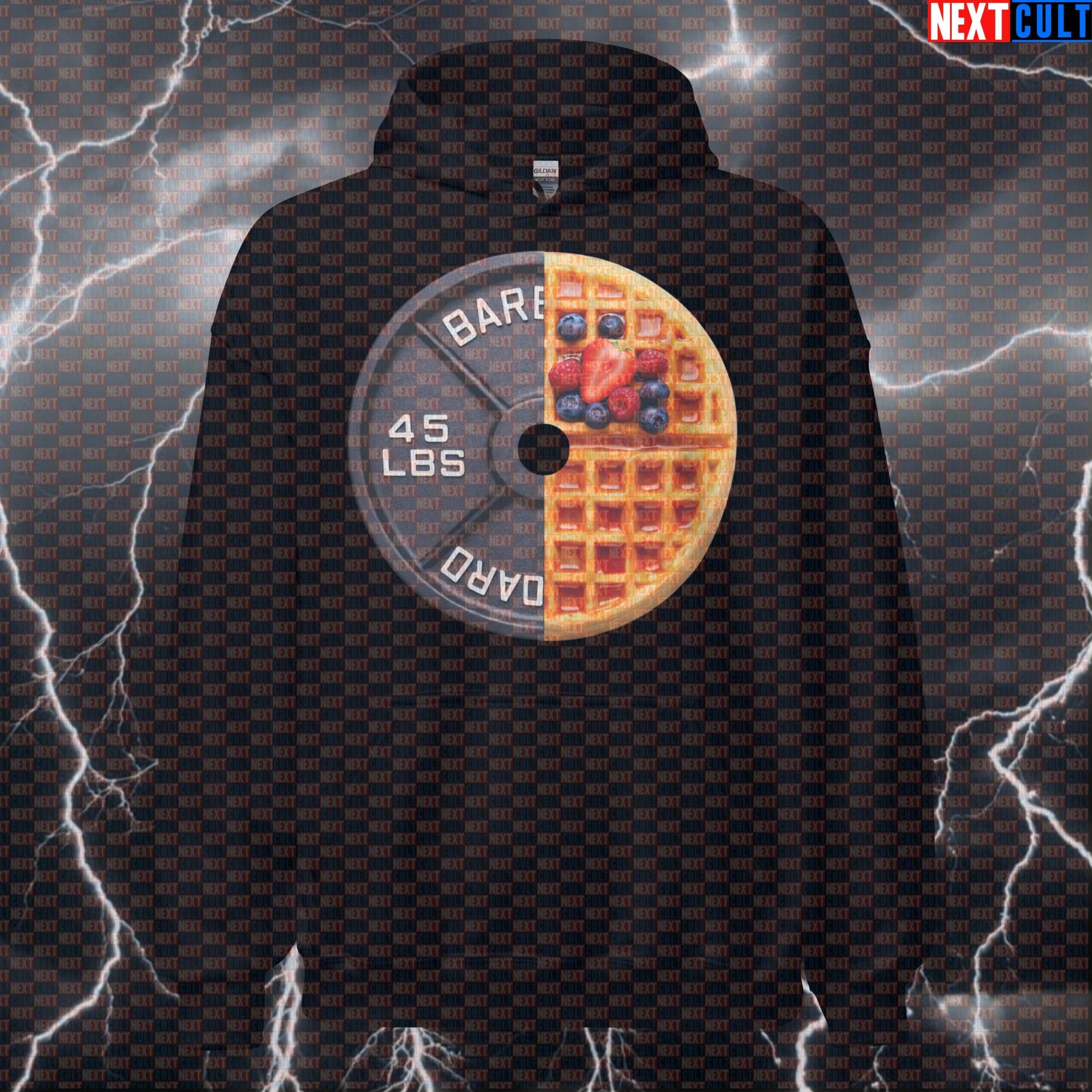 Waffles Weight Plate Funny Gym Hoodie 45LB Plate Waffles & Weights Breakfast Workout Hoodie Fitness Hoodies Next Cult Brand