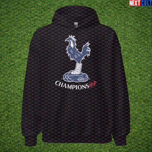 Championship Tottenham Hotspur Parody Hoodie, Funny Spursy Football Pullover for North London Banter Black Hoodies Next Cult Brand