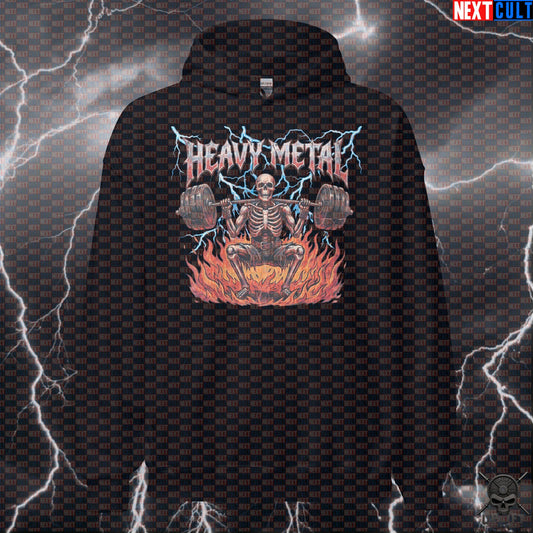 Heavy Metal Skeleton Squat Hoodie for Powerlifters, Bodybuilders and Hardcore Gym Lifters Hoodies Next Cult Brand
