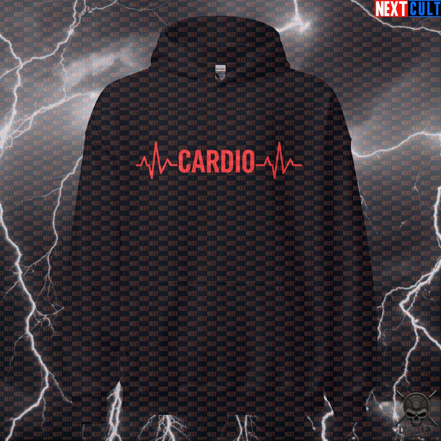 Cardio Heartbeat Hoodie for Running, Cycling, Rowing and Gym Endurance Training Fans Hoodies Next Cult Brand
